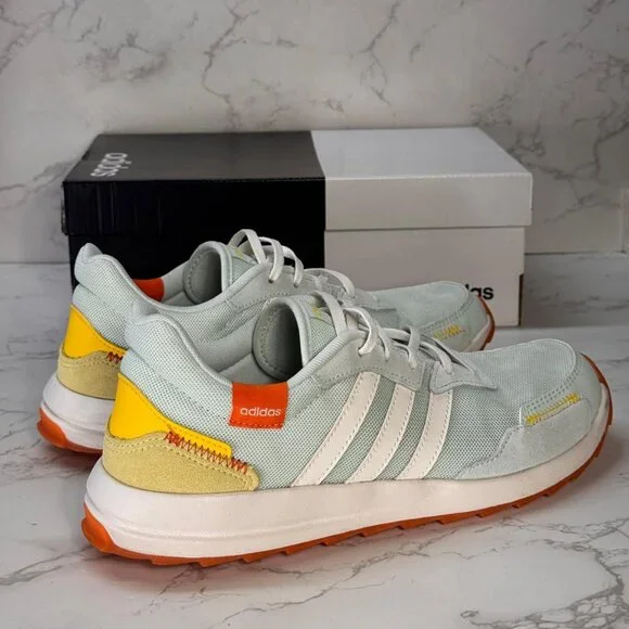 Adidas RetroRun Dash Green White Orange Women Running Shoe Sneaker EG4221  Sz 9.5